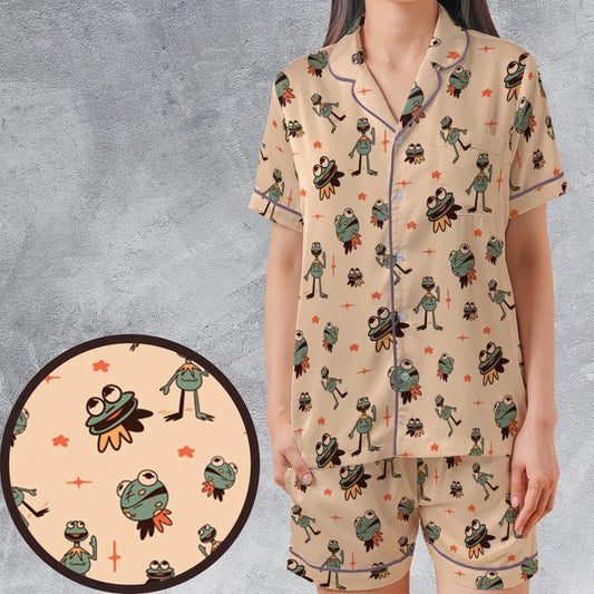Satin Short-Sleeve Pajamas Set - 7CQPSUQ4