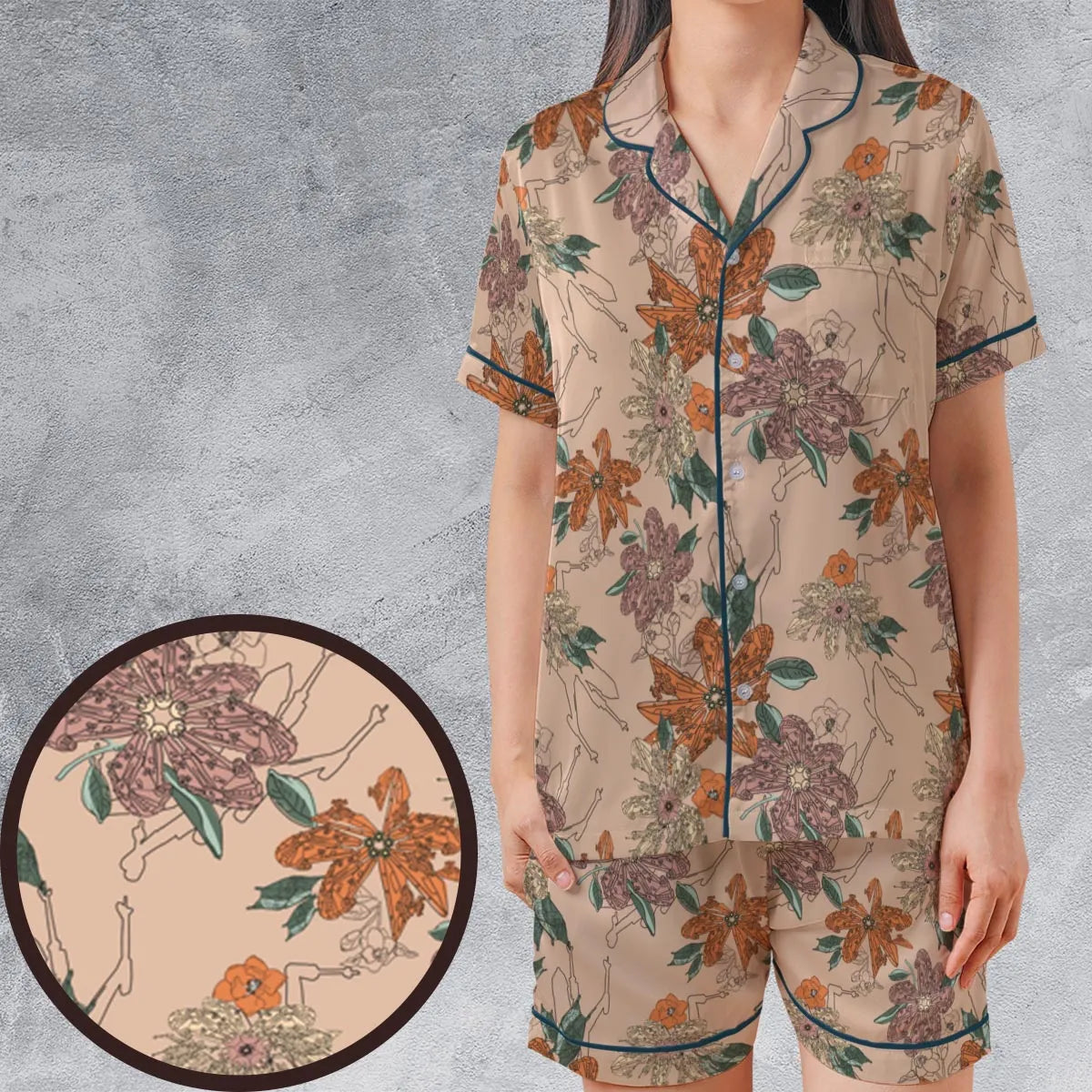 Satin Short-Sleeve Pajamas Set - 32ENYLM4