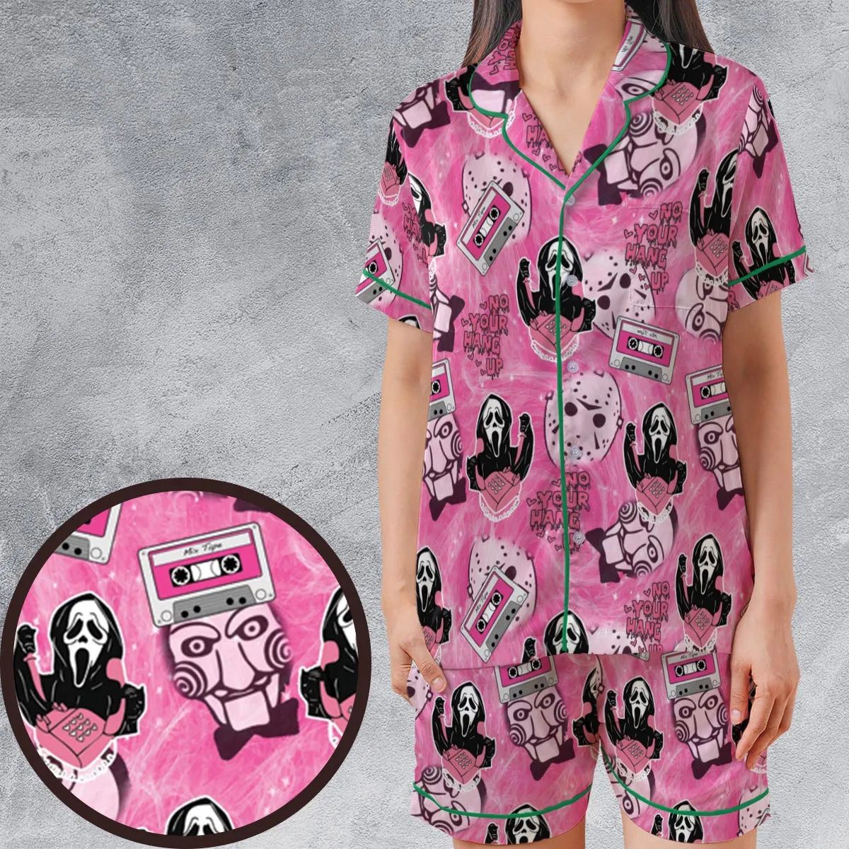 Satin Short-Sleeve Pajamas Set - E1FMG8PX