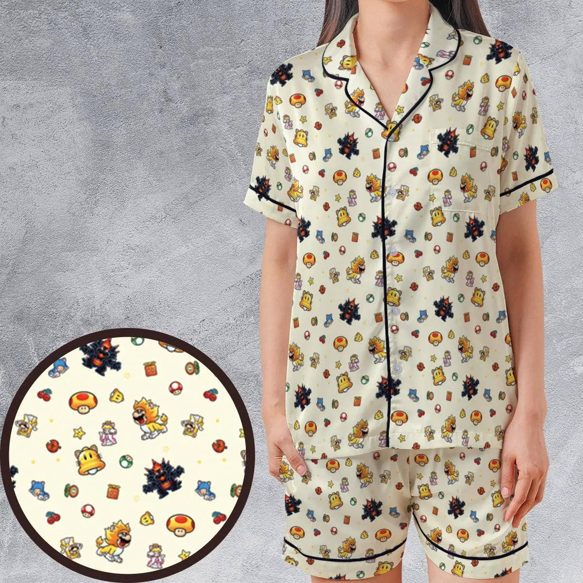 Satin Short-Sleeve Pajamas Set - NE2MW35L