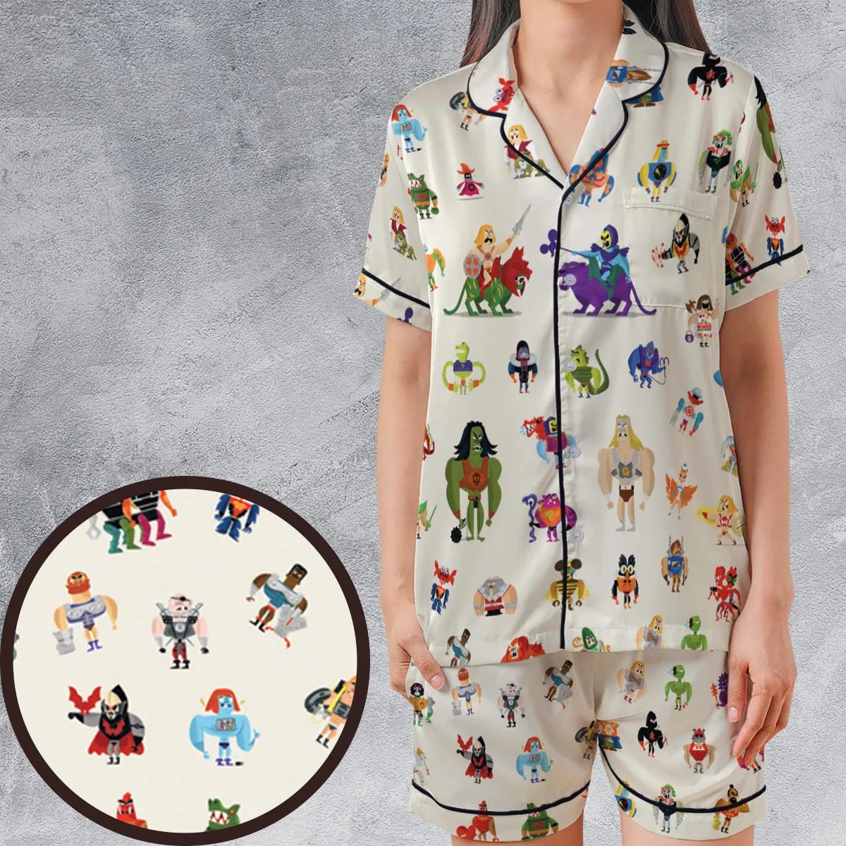 Satin Short-Sleeve Pajamas Set - SVANG7DT