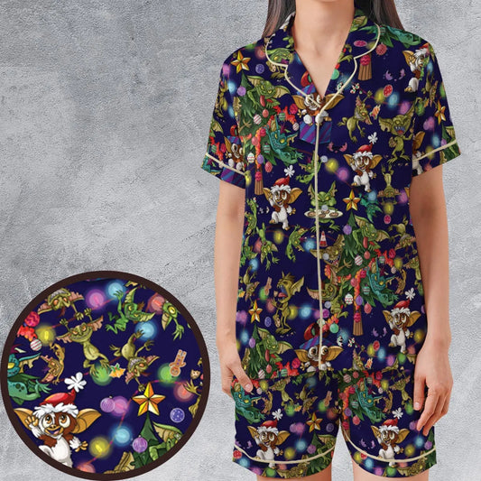 Satin Short-Sleeve Pajamas Set - 986GADFV