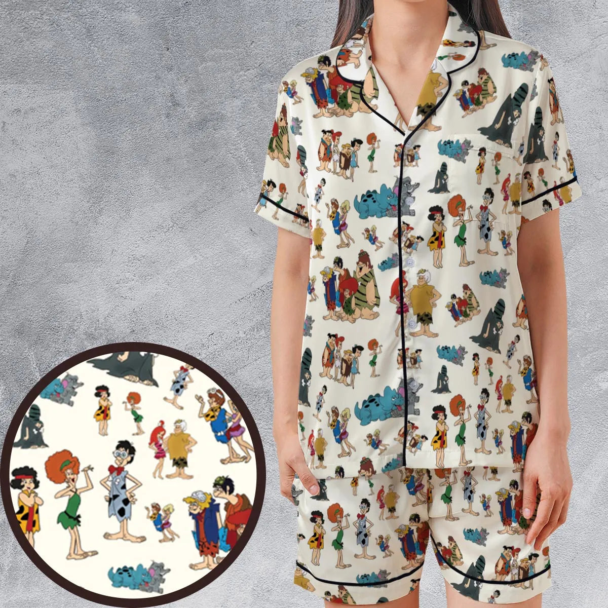 Satin Short-Sleeve Pajamas Set - 69YGANJE