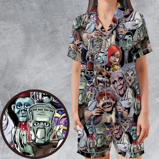 Satin Short-Sleeve Pajamas Set - SLTXERQX