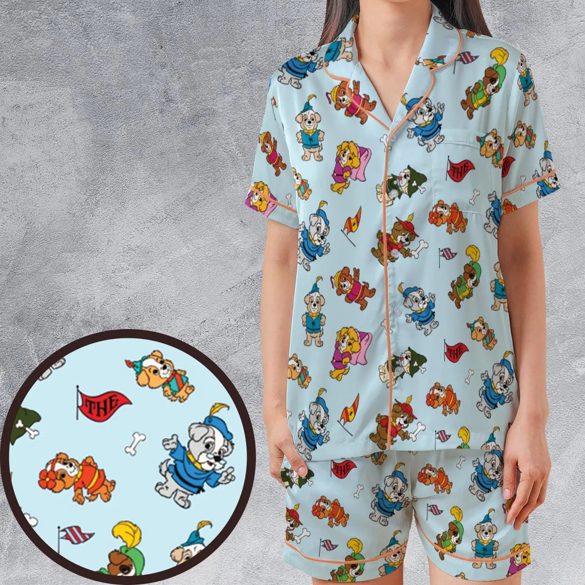 Satin Short-Sleeve Pajamas Set - LWBF6ZR5