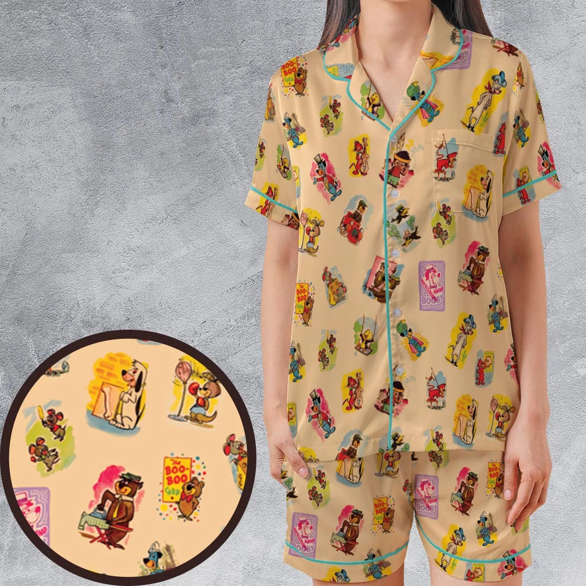 Satin Short-Sleeve Pajamas Set - GW9167XR