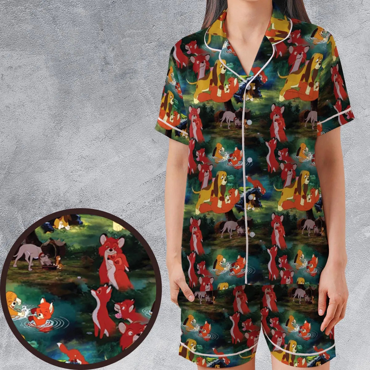 Satin Short-Sleeve Pajamas Set - ZHS2583G