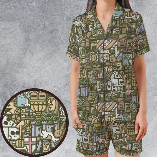 Satin Short-Sleeve Pajamas Set - 3R4ZAYVQ