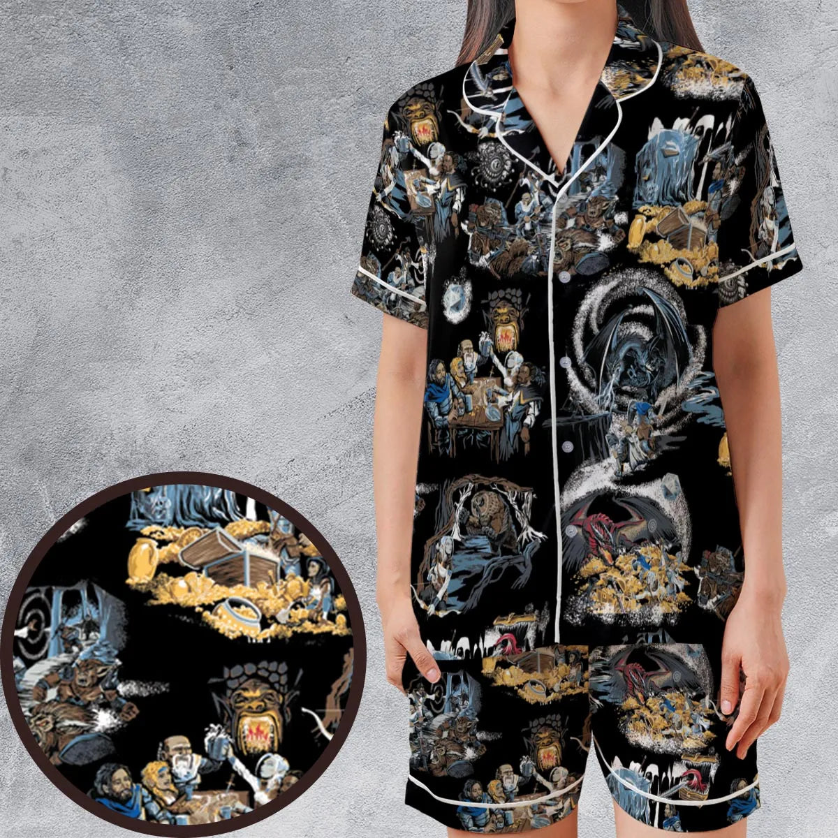 Satin Short-Sleeve Pajamas Set - RWG6TZFZ