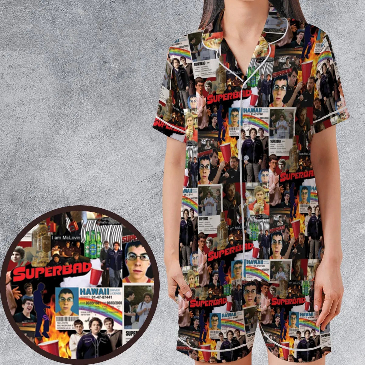 Satin Short-Sleeve Pajamas Set - G2JEUZEC