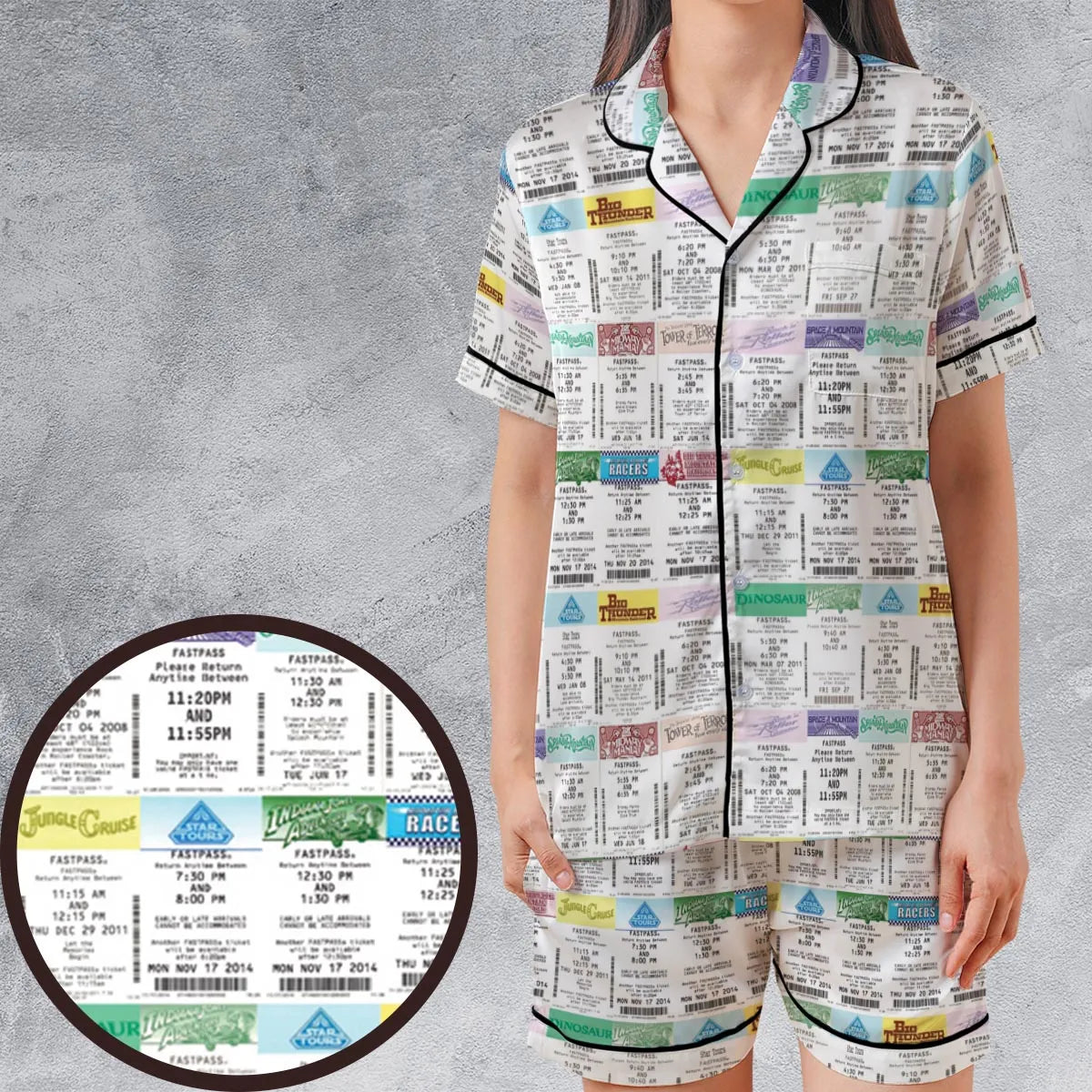 Satin Short-Sleeve Pajamas Set - D1KJPWT3