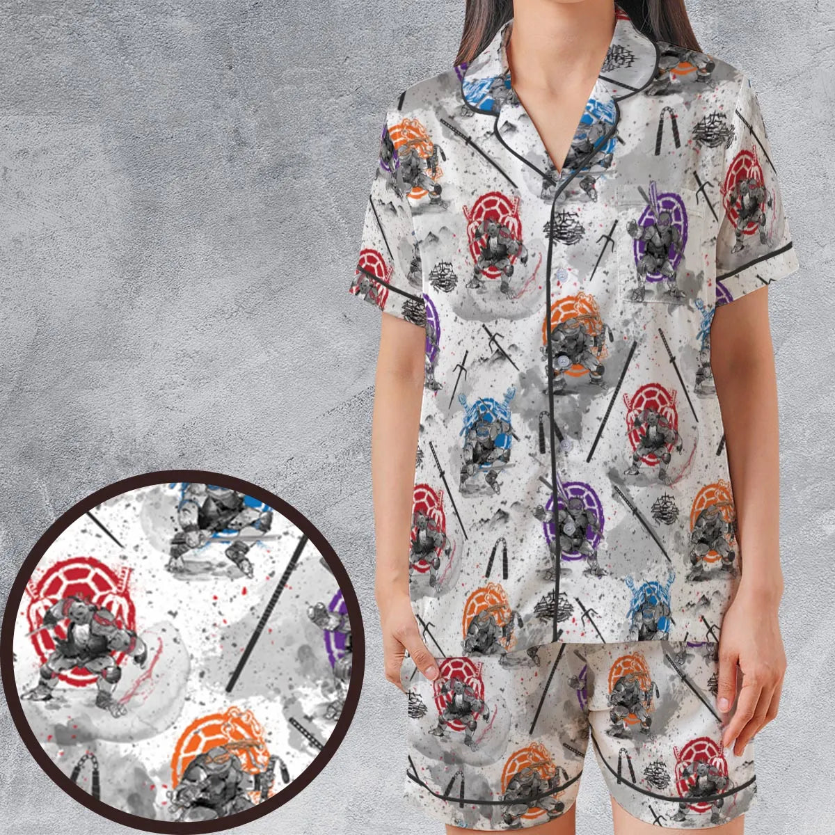 Satin Short-Sleeve Pajamas Set - SEENPEKY