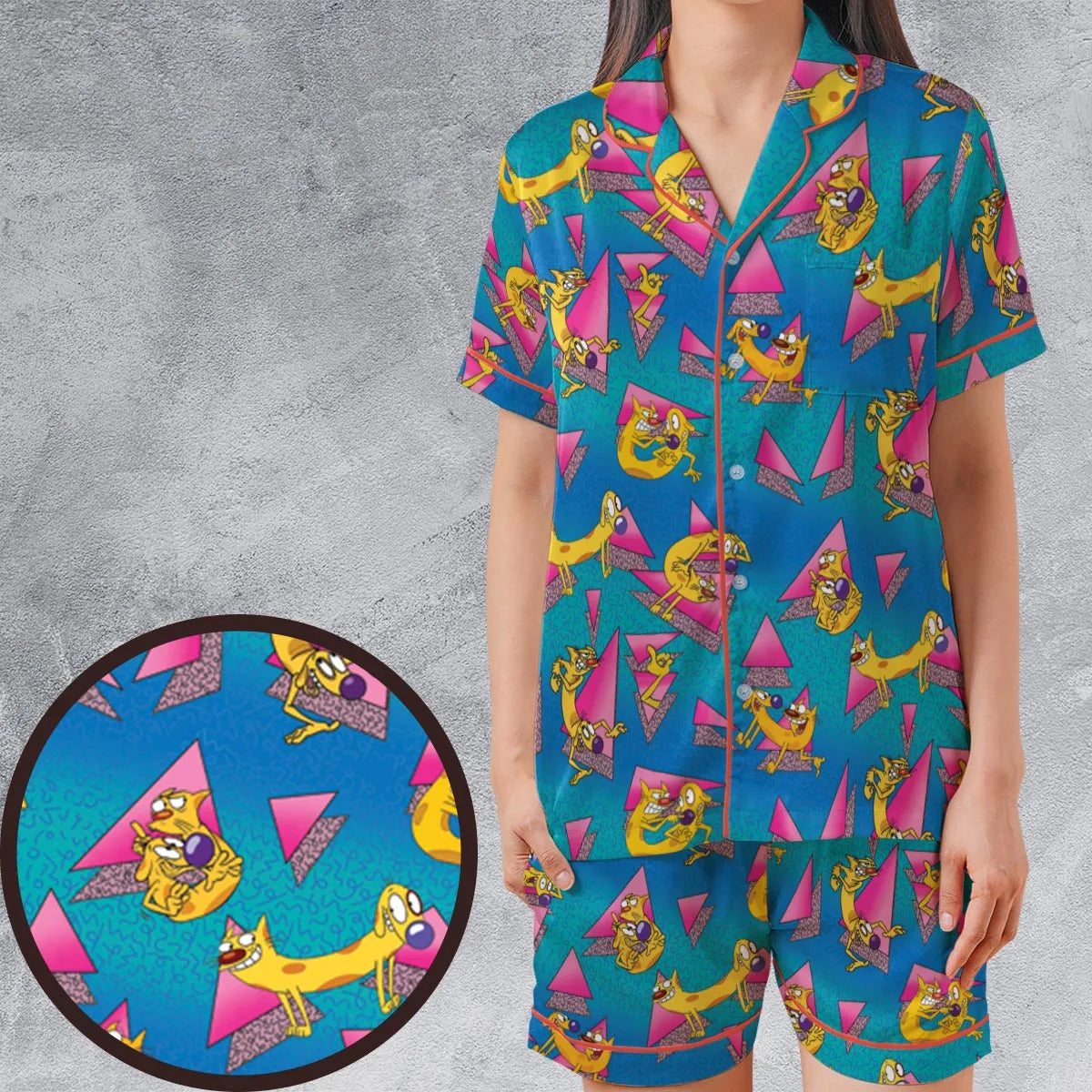 Satin Short-Sleeve Pajamas Set - 4RAGK7QQ