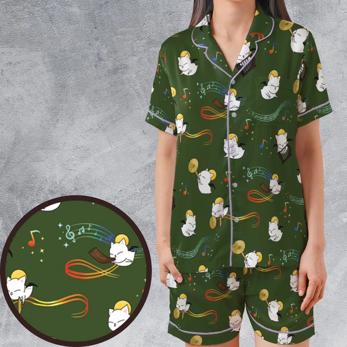 Satin Short-Sleeve Pajamas Set - F6ETCYW2