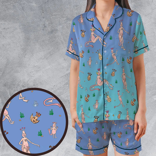 Satin Short-Sleeve Pajamas Set - Y3JLCUML