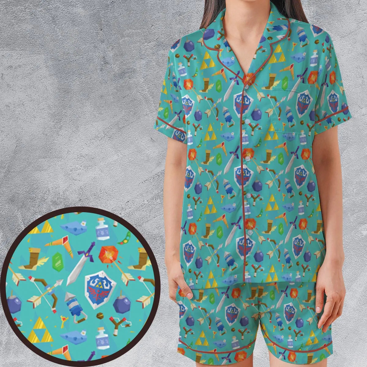 Satin Short-Sleeve Pajamas Set - UMUJR3LE