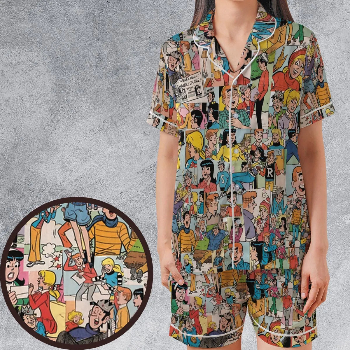 Satin Short-Sleeve Pajamas Set - XNM7Y9C7
