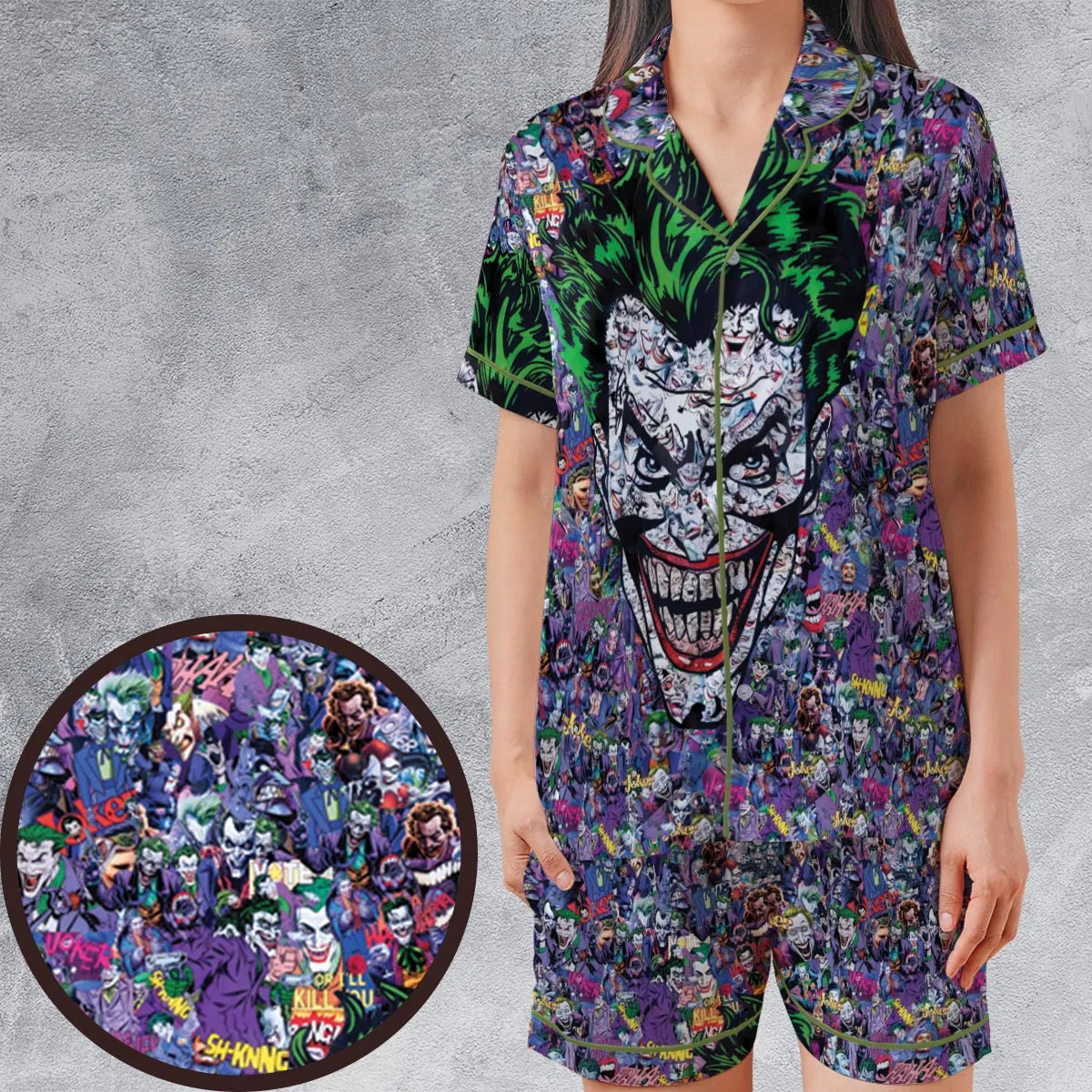Satin Short-Sleeve Pajamas Set - EAQBR2M7