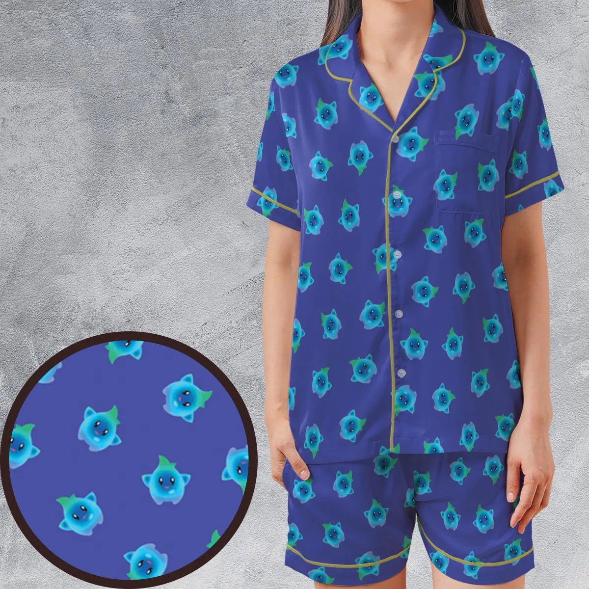 Satin Short-Sleeve Pajamas Set - UVSP7LQH