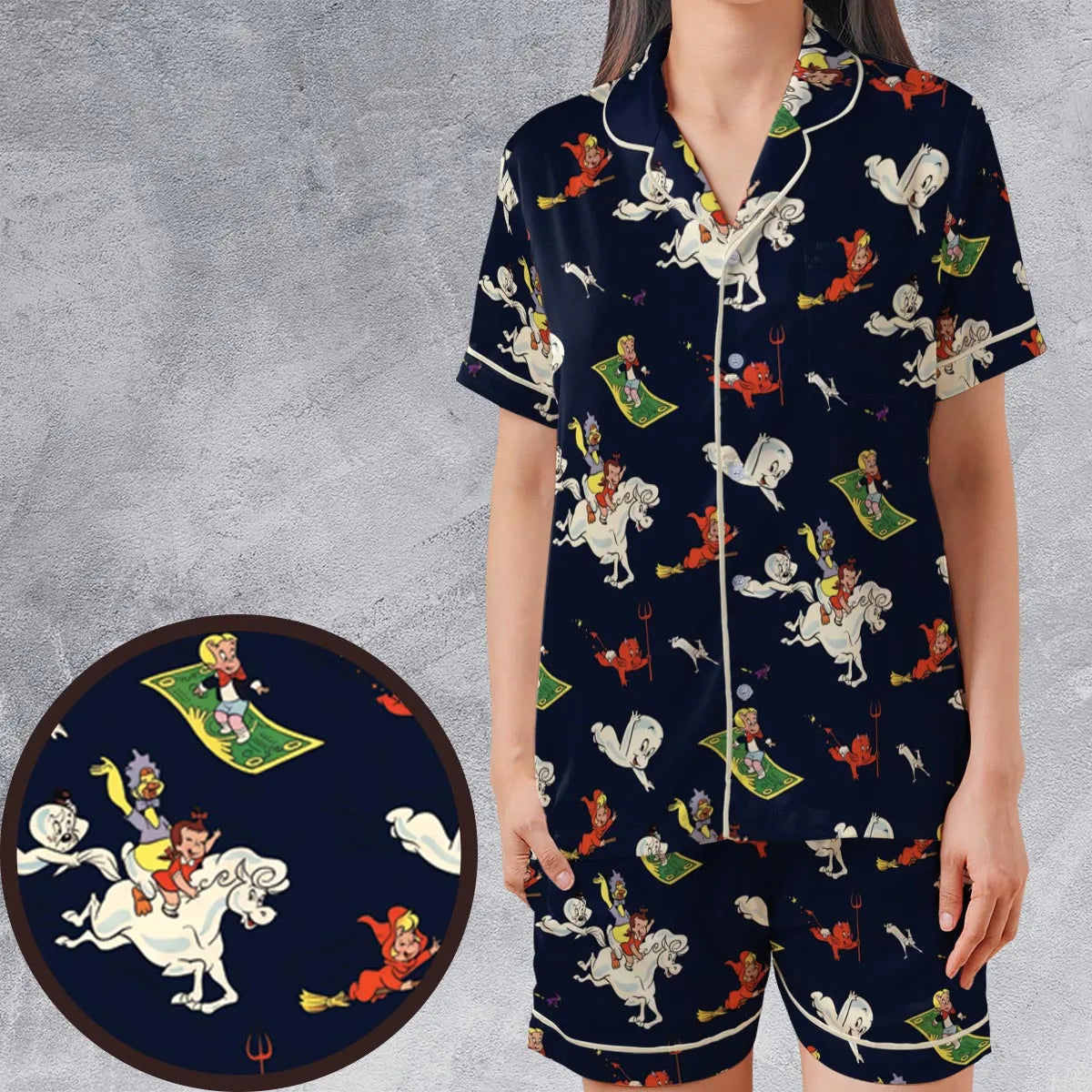 Satin Short-Sleeve Pajamas Set - RHEC7W2A