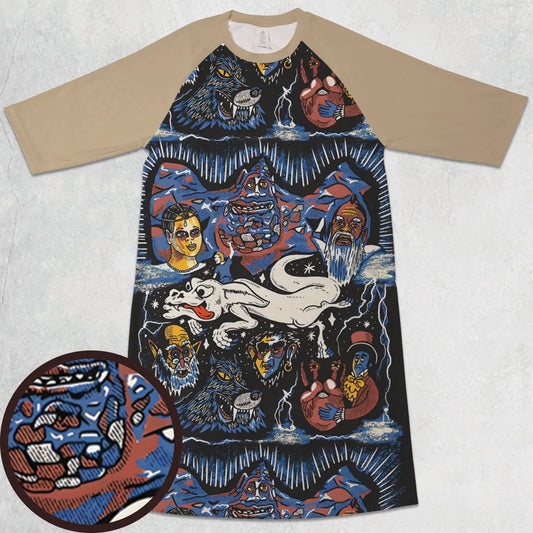 3/4 Sleeve Raglan Dress - TYZFSQEQ