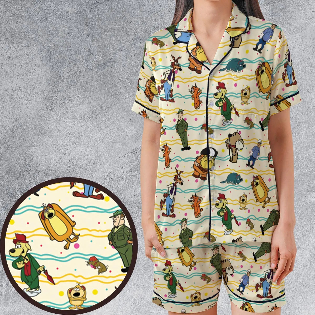 Satin Short-Sleeve Pajamas Set - QSRM8FTY