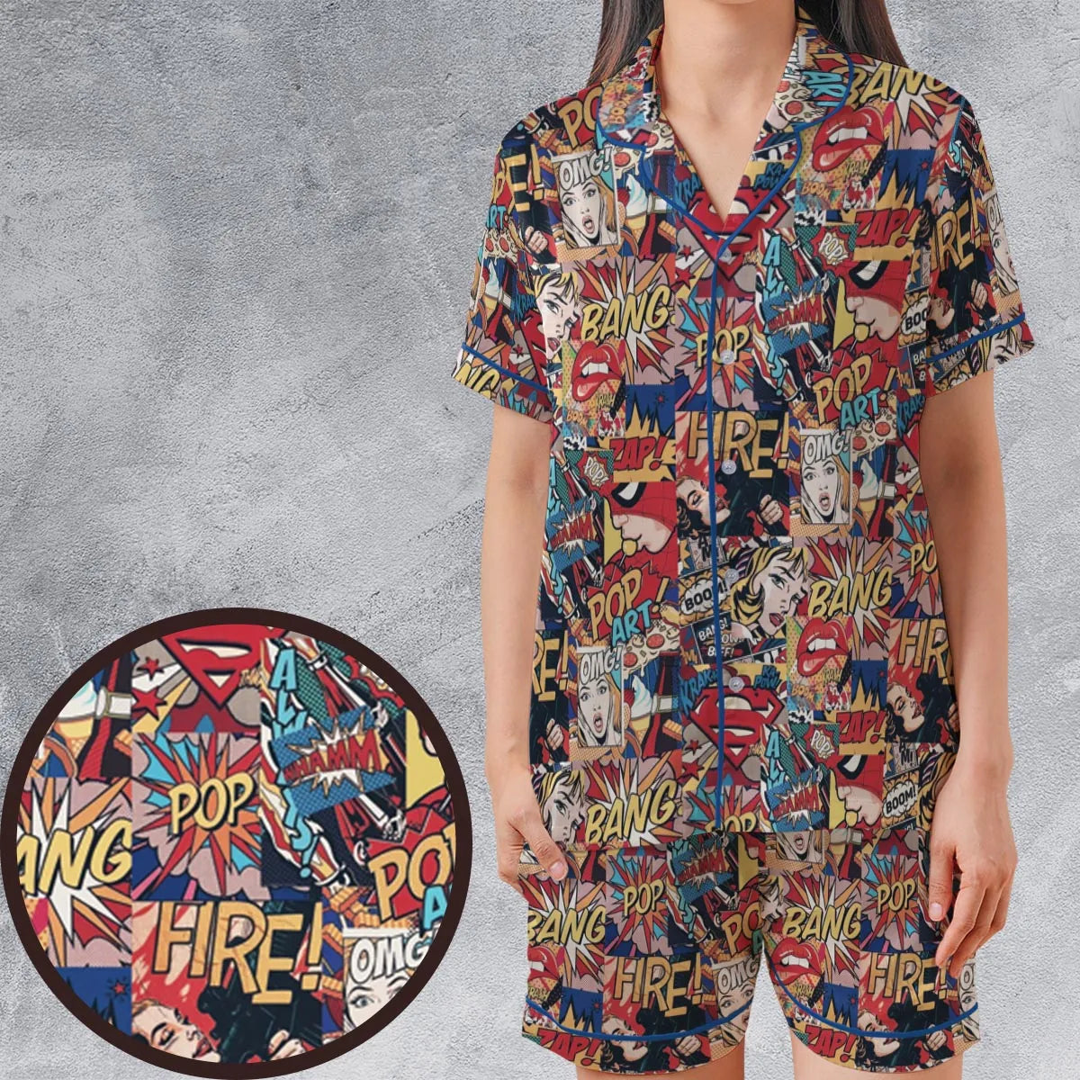 Satin Short-Sleeve Pajamas Set - K9ZJFFQH