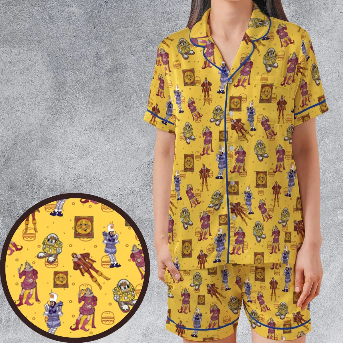 Satin Short-Sleeve Pajamas Set - 9YKMH367