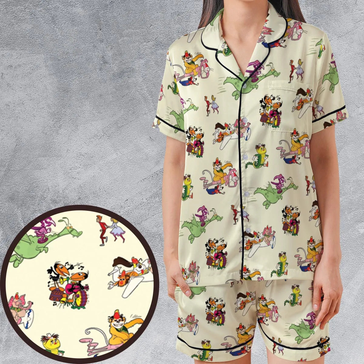 Satin Short-Sleeve Pajamas Set - ALYQJZ9Q