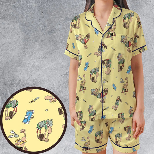 Satin Short-Sleeve Pajamas Set - Q7Y89A1A