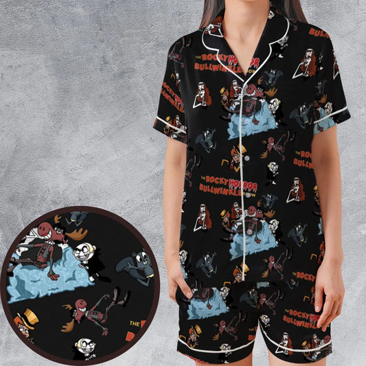 Satin Short-Sleeve Pajamas Set - 75K85AWT