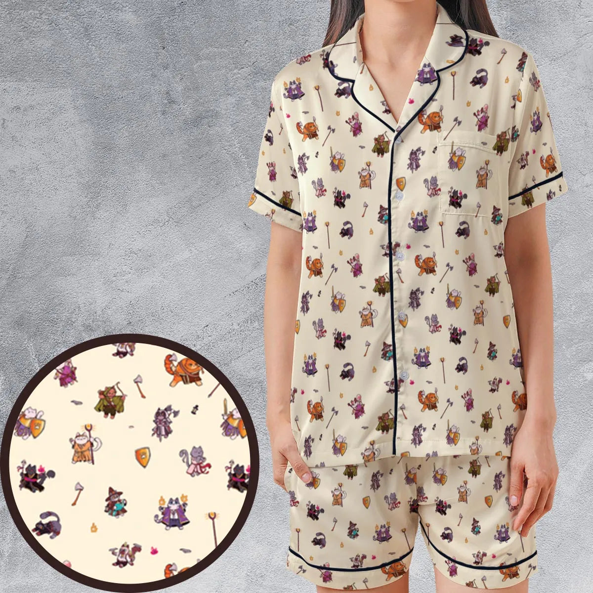 Satin Short-Sleeve Pajamas Set - L8SN1LYW