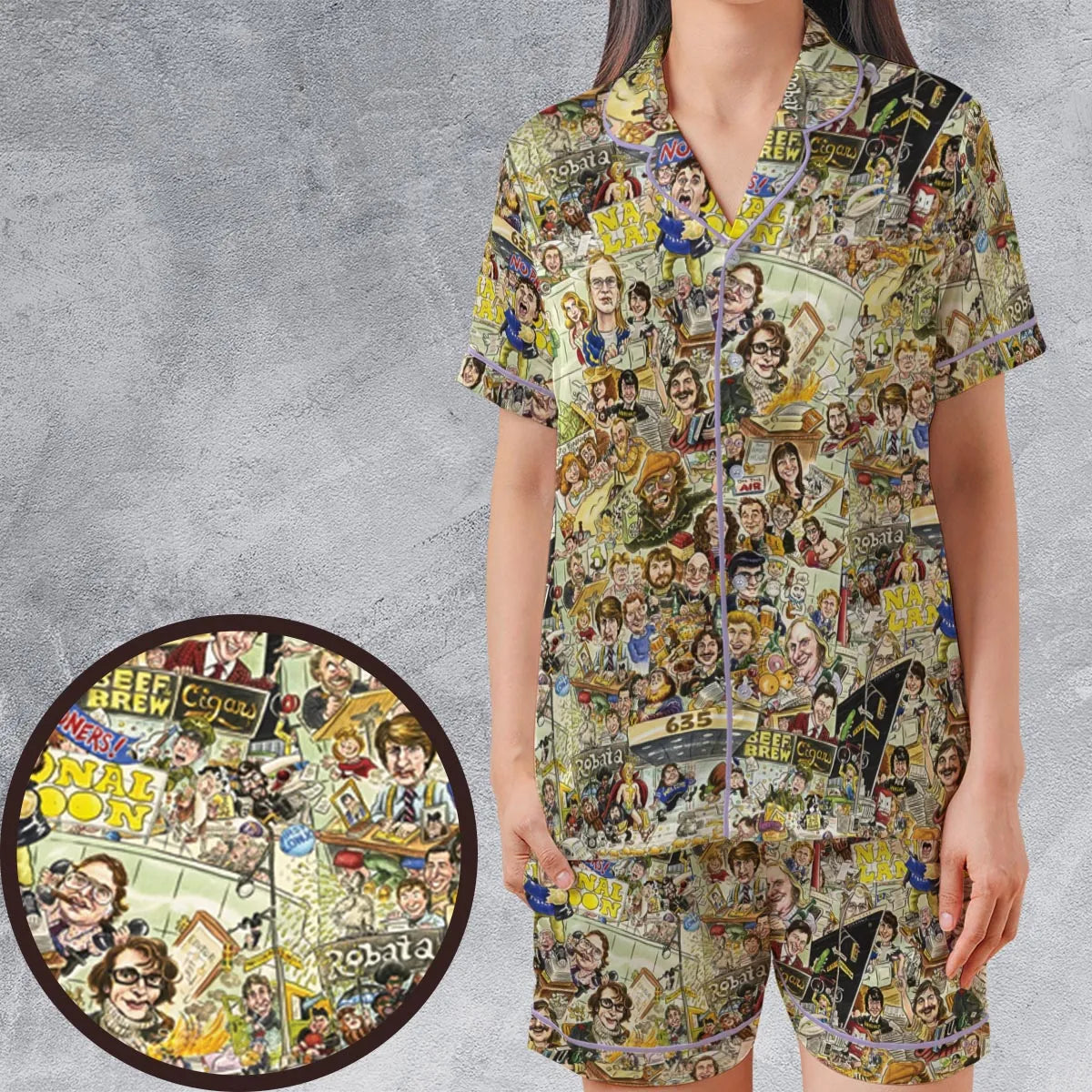 Satin Short-Sleeve Pajamas Set - 6D977XS1