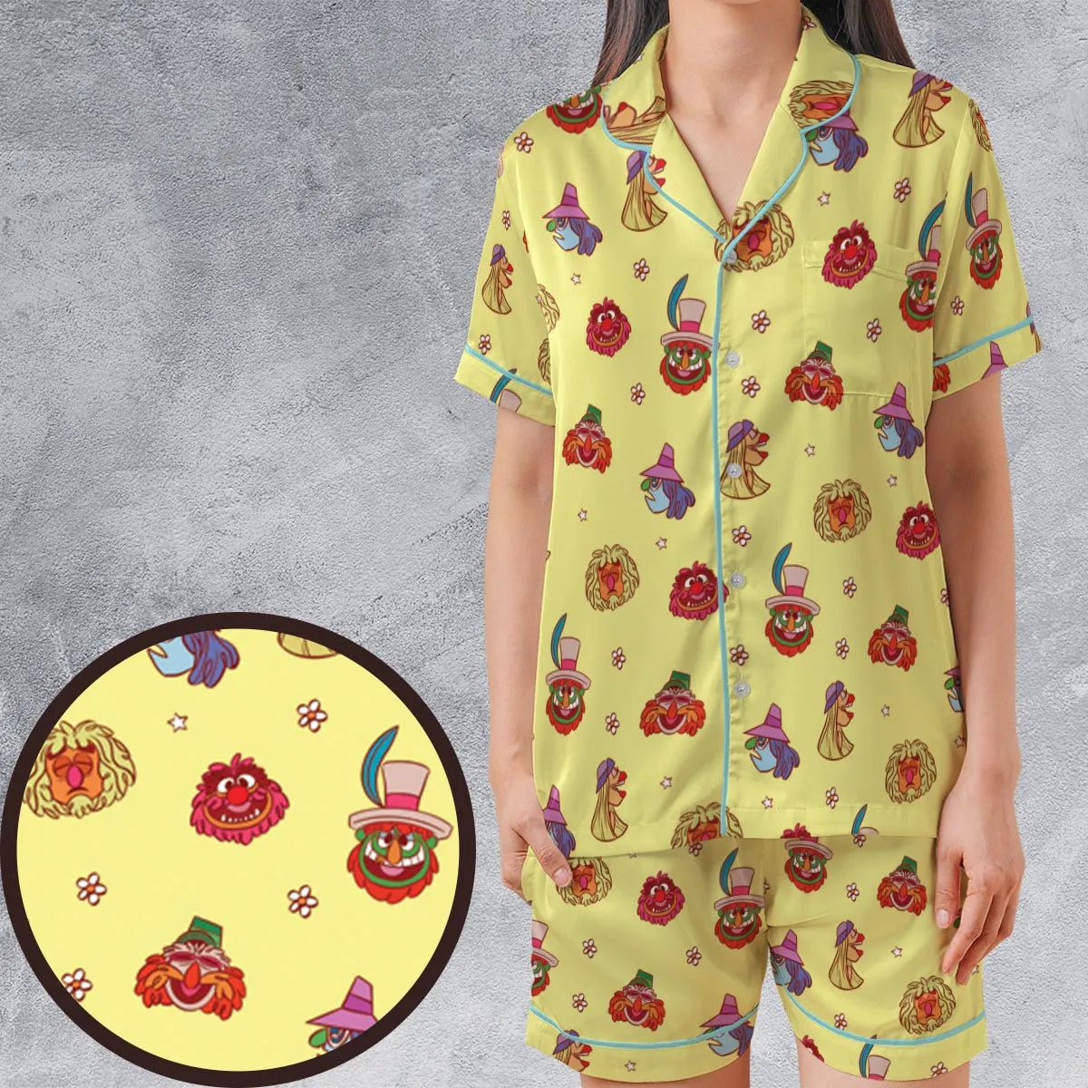 Satin Short-Sleeve Pajamas Set - QSFMH9JA