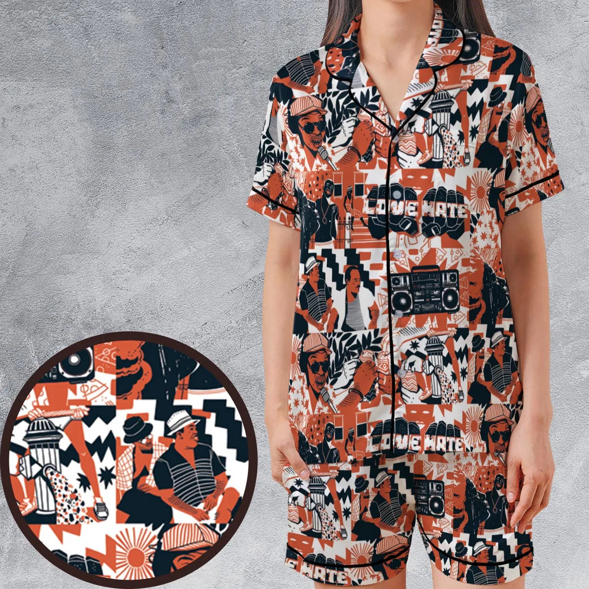 Satin Short-Sleeve Pajamas Set - 9QQB85CN