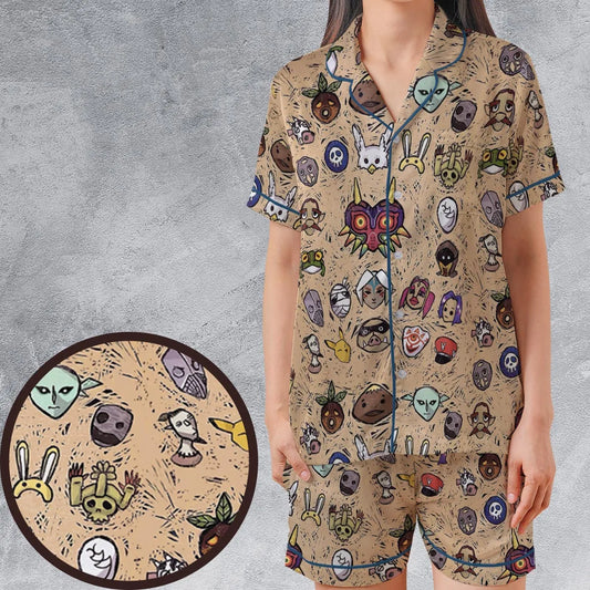 Satin Short-Sleeve Pajamas Set - R7RC1B4R