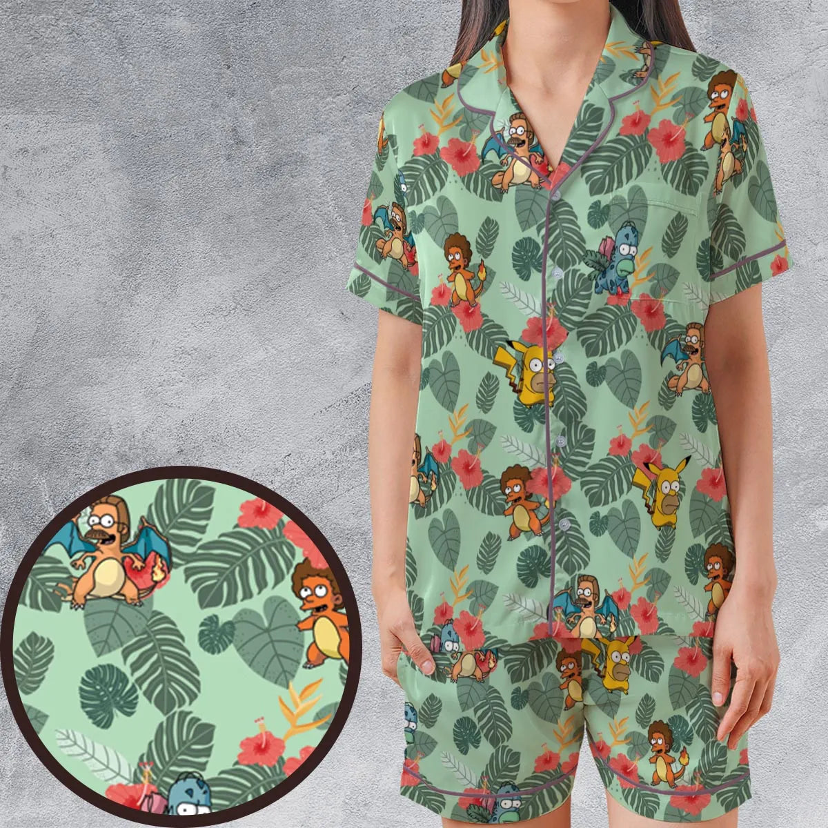 Satin Short-Sleeve Pajamas Set - R9FULGJ3