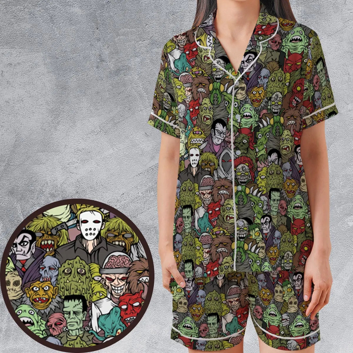 Satin Short-Sleeve Pajamas Set - CJLCB4C7