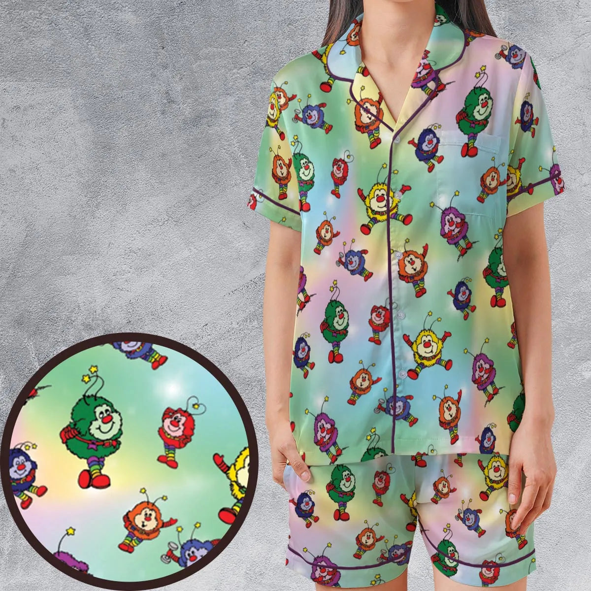 Satin Short-Sleeve Pajamas Set - 26TPSRSA
