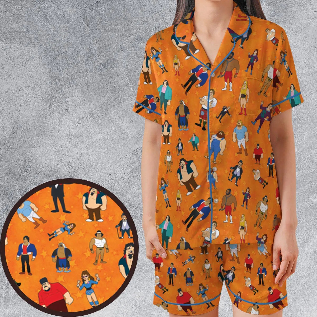 Satin Short-Sleeve Pajamas Set - 57FMMU2Z