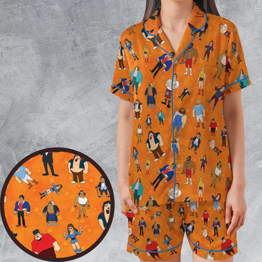 Satin Short-Sleeve Pajamas Set - 57FMMU2Z
