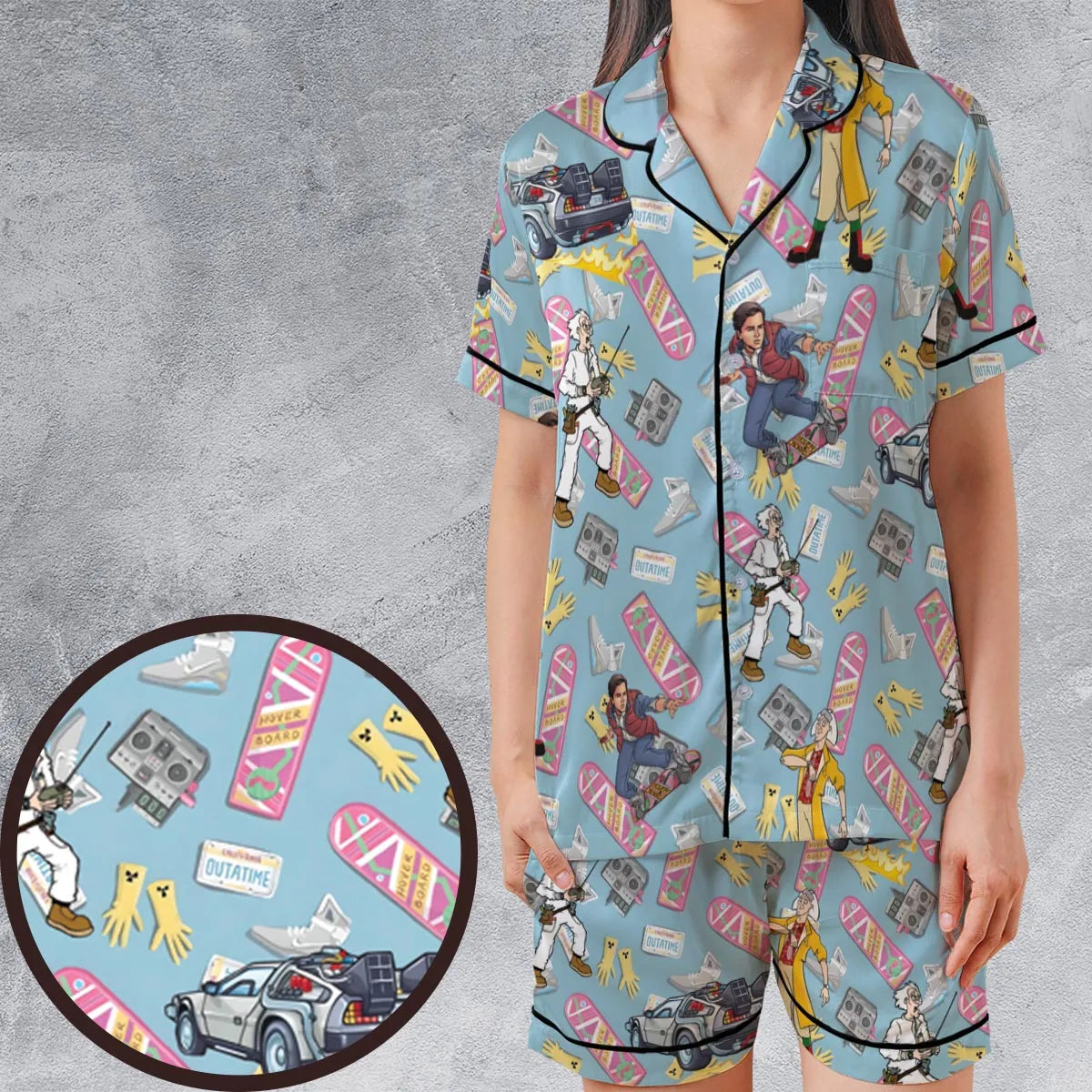 Satin Short-Sleeve Pajamas Set - RLL2ZKRH