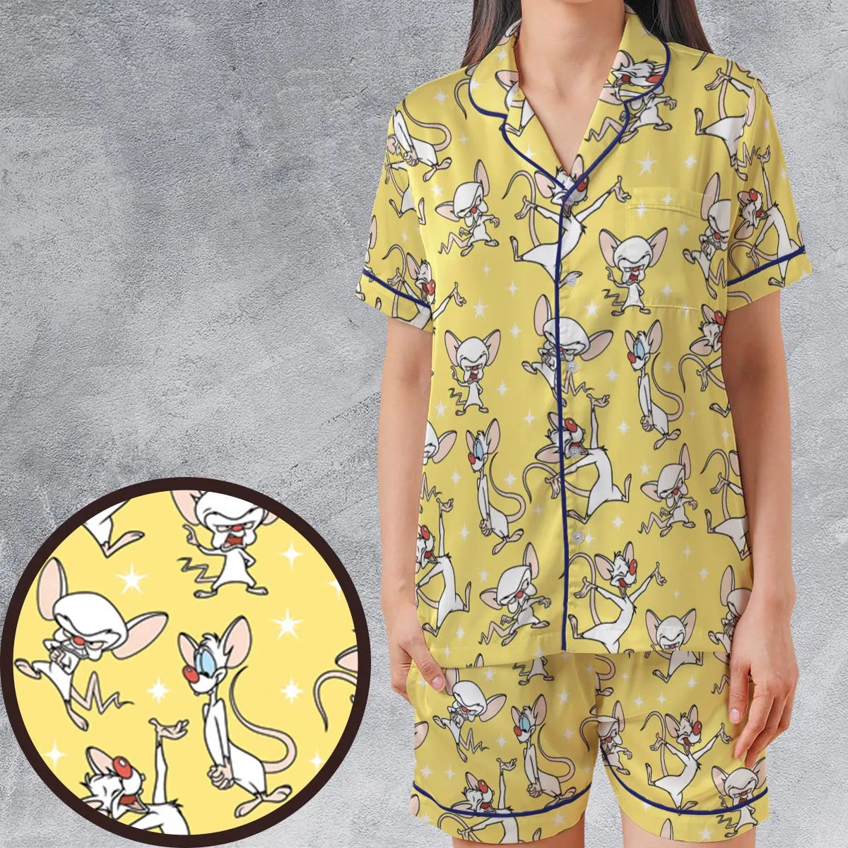 Satin Short-Sleeve Pajamas Set - FSCYYQB3