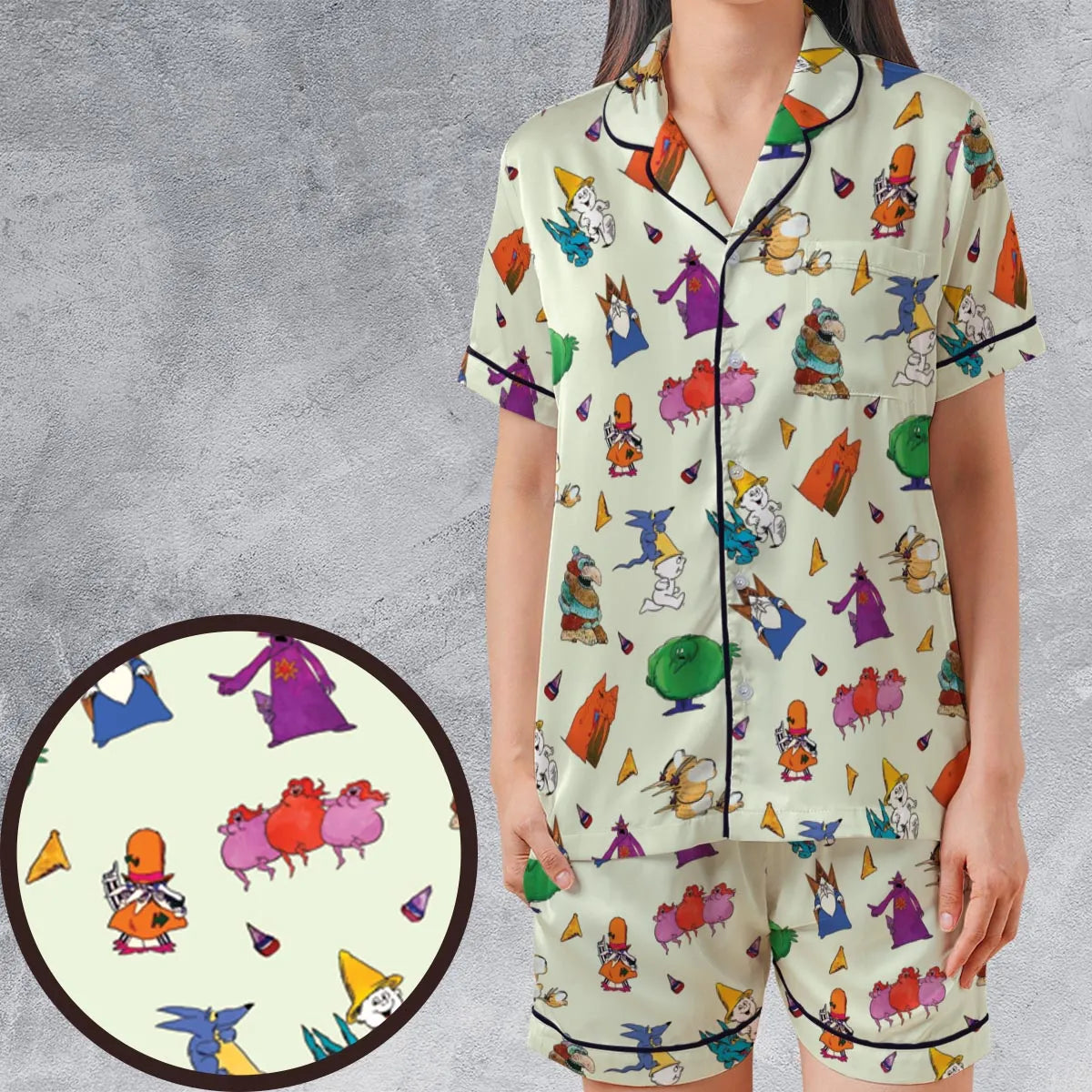 Satin Short-Sleeve Pajamas Set - DLX958PS