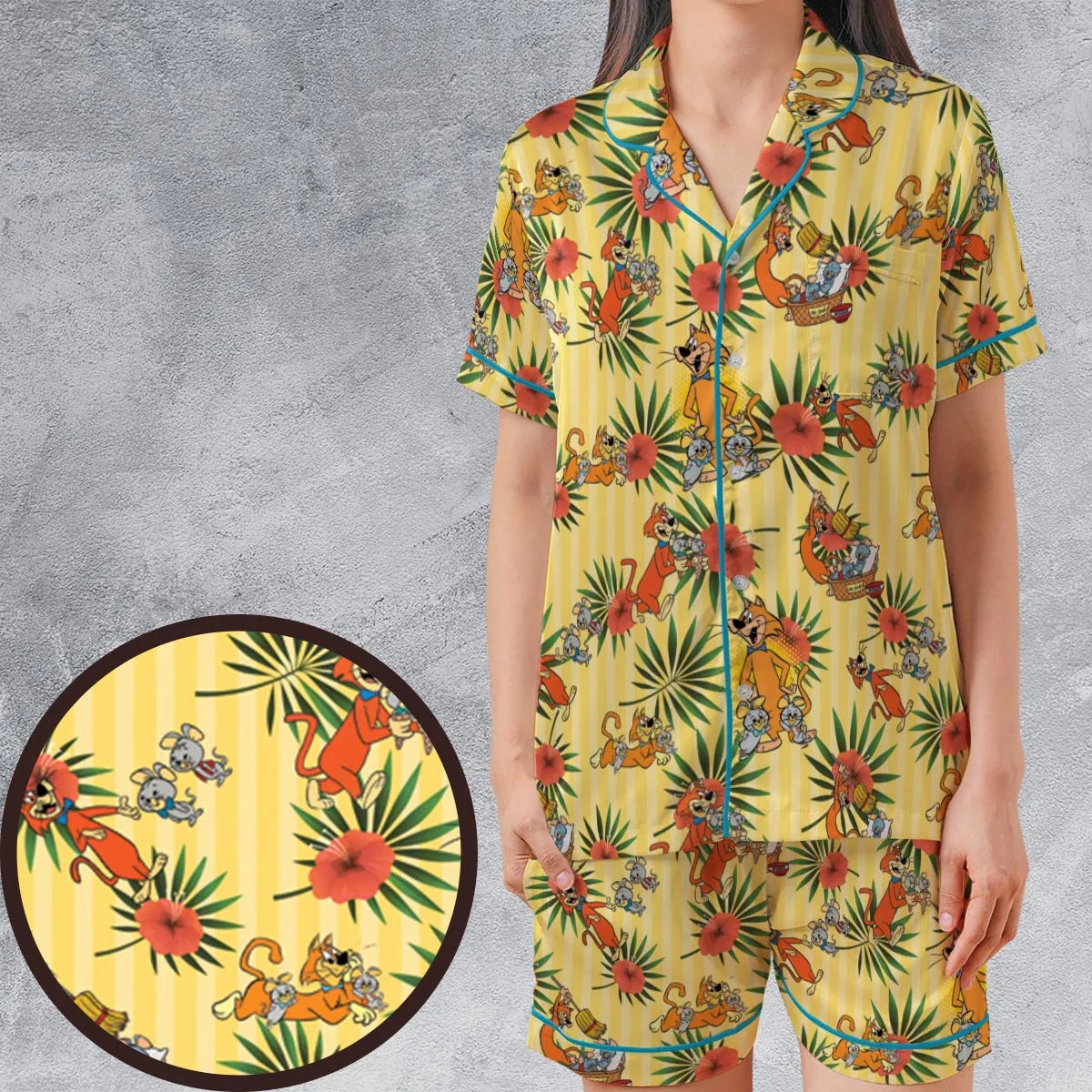 Satin Short-Sleeve Pajamas Set - Z36PN995