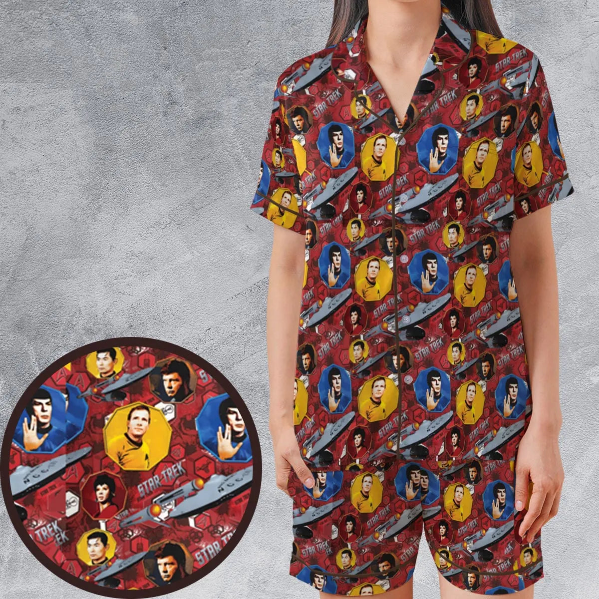 Satin Short-Sleeve Pajamas Set - SCXRA68W