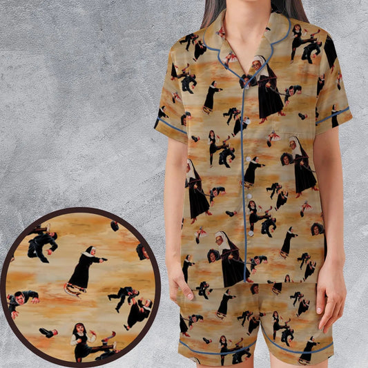 Satin Short-Sleeve Pajamas Set - HFGRXYJS
