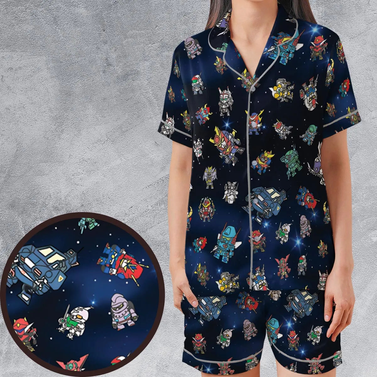Satin Short-Sleeve Pajamas Set - T7QWCRP8