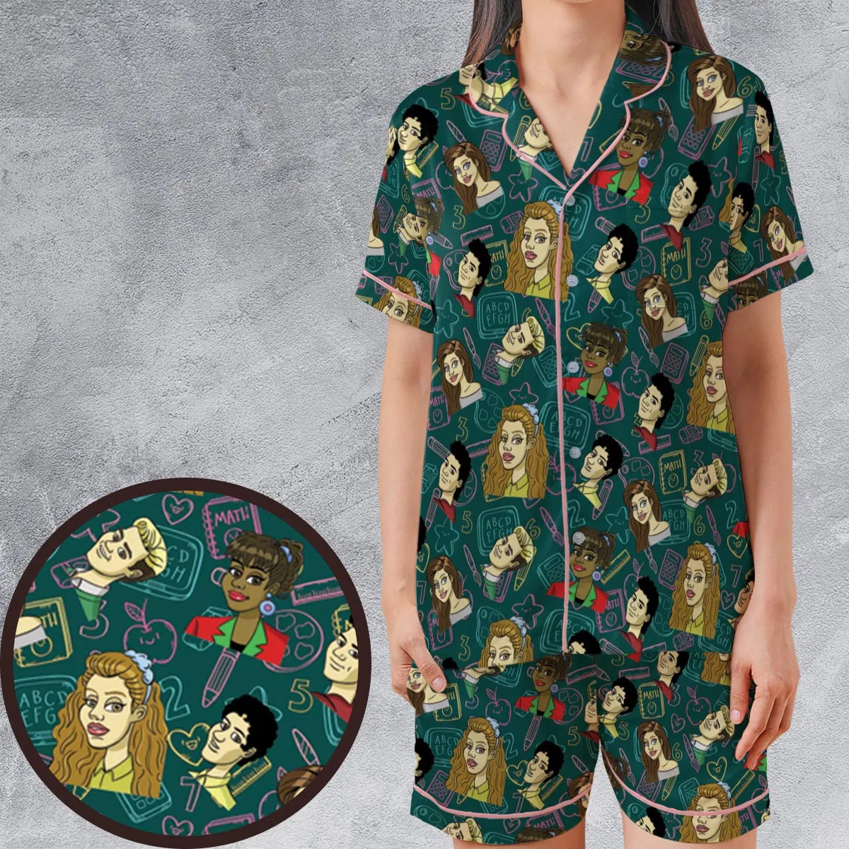 Satin Short-Sleeve Pajamas Set - RDE7QR4P