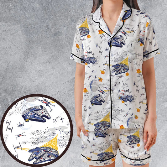 Satin Short-Sleeve Pajamas Set - 8VR7JPQA